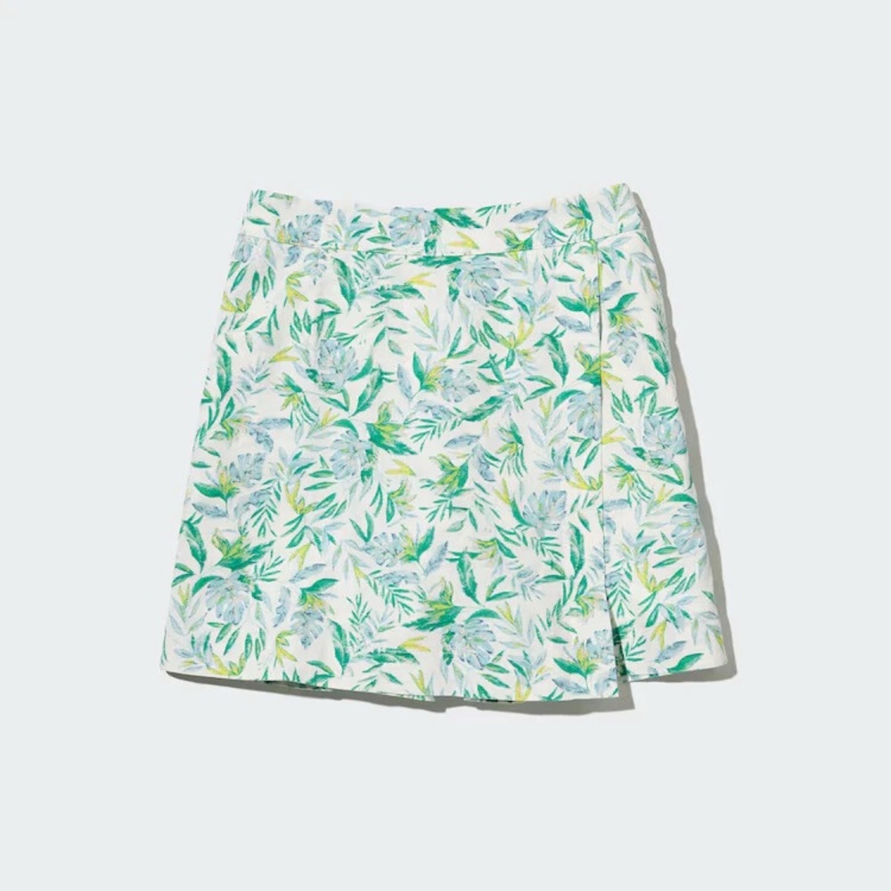 Ellen Tracy Women's Floral Print Linen Blend Skort green combo Large